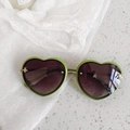 Green heart-shaped kids sunglasses with gradient lenses and bee accent detail - Butterfly Green
