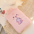 Detail of pink plush tablet sleeve featuring cute bunny embroidery and soft 3D ears - 9.7/10.5/11 Inch Universal / Pink Rabbit Juice Cup Style / Pink