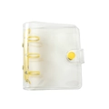 Detailed view of mini 3-ring binder cover in transparent PVC with yellow snap closure - Clear Shell / Yellow
