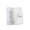 Detail of transparent glitter PVC binder with 3-ring mechanism and snap button closure - White Glitter Shell / White