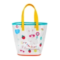 Cartoon rabbit and strawberry print clear PVC tote bag with yellow handles - Rabbit