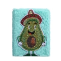 Carnet en peluche vert menthe avec broderie avocat en paillettes pour filles - Vert-Avocat Sombrero