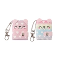 Cute sequin bear-shaped mini keychain pouch with heart patterns in pink and rainbow colors - Cartoon Bear Random Color