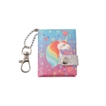 Detail of mini unicorn keychain notebook with glitter finish and metal button closure - Rose Pink Unicorn