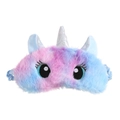 Pink and blue gradient unicorn plush sleep mask with sequin horn and embroidered eyes - Big Eyes - Tie-dye Blue