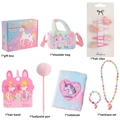 Set regalo cancelleria unicorno in peluche per bambine con borsa a tracolla rosa - Set di Cancelleria Piccolo
