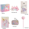 Set regalo cancelleria unicorno in peluche rosa con taccuino e maschera per dormire - Set di Cancelleria Grande