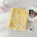 Detail of yellow plush photo album with ribbon tie and transparent card pocket - Yellow Shell (Inner Pages Not Included)