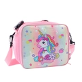 Pink unicorn lunch bag for kids featuring rainbow sequins and adjustable strap - Unicorn Style / Pink