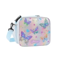 Pink and purple gradient unicorn lunch bag with butterfly sequins and side mesh pocket - Butterfly Design / Blue