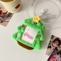Green plush Christmas tree photo card holder with embroidery and star pendant charm - Green Christmas Tree