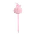 Pink cartoon unicorn glitter pen with fluffy pom pom and sparkling star sequins - Pink