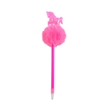 Pink cartoon unicorn pen with glitter sequins and fluffy pompom decoration for girls - Rose Red