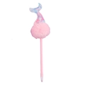 Roze zeemeermin staart balpen met pluizige pompon en glitters op een witte achtergrond - Roze