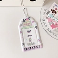 Dettaglio del porta fotocard in PVC con disegni di cartoni animati e catenella - Panda Bianco