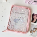 Close-up of pink A5 binder with holographic stars and a secure zipper closure - Pink Rabbit Cover (Excluding Inner Pages)