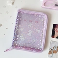 Macro shot of purple holographic A5 binder featuring a cute dog and star patterns - Purple Puppy Cover (Excluding Inner Pages)