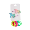 Kinder Einhorn Glitzer Haarklammern und bunte elastische Haarbänder Set für Mädchen - Einhorn