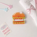 Cute hamburger-shaped acrylic carabiner keychain with stars and clouds design - Yellow Burger