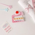 Pink strawberry cake acrylic carabiner keychain with sweet decorative star elements - Pink Cake