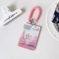 Detalle de portatarjetas de fotos de acrílico rosa con cordón en espiral para ídolos - Rosa