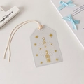 Détail du pendentif Omamori transparent avec texte doré et cordon en coton doux - Jaune - Kaiun