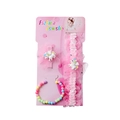 Baby Haarband Set mit Einhorn-Clip und Perlenarmband in Rosa auf Schmuckkarte - Aquarell Einhorn