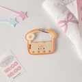 Cute toast-shaped acrylic carabiner keychain with fried egg pattern and star sequins - Cartoon Sandwich