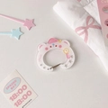 Cute pink bear acrylic carabiner keychain with hollow star and silver metal clasp - White Bear