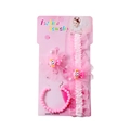 Rosa Cartoon Baby Geschenkset mit Spitzenstirnband, Glitzerstern-Clip und Perlenarmband - Stirnband Mädchen