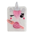 Mini taccuino unicorno in peluche bianca con penna rosa per bambini e studenti - Unicorno Bianco
