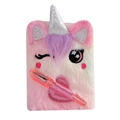 Mini taccuino unicorno di peluche rosa con penna glitterata per bambini - Unicorno colorato
