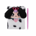 Set taccuino in peluche a forma di gatto con copertina in ecopelliccia e penna rosa - Cane Bianco e Nero (Con Penna)