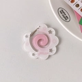 Star-patterned pink spiral acrylic keychain with silver metal carabiner for bags - White Fish Cake