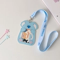 Detail of light blue koala card holder with transparent window and printed lanyard - Blue Koala