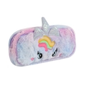 Astuccio unicorno in peluche sfumato rosa e blu con morbida pelliccia e corno glitter - Sfumatura Viola