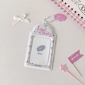 Porte-carte photo en PVC ailes d'ange blanc avec chaîne et pendentif cœur rose - Blanc