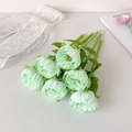 Dettaglio di penne a sfera floreali con realistiche peonie in colore verde menta - Verde