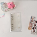 Transparent PVC A6 binder with silver six-ring binder and double snap button closure - Transparent Outer Shell
