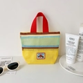 Borsa da spiaggia in rete a doppio strato con colori a contrasto e manici rossi - Giallo