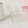 Bolsa transparente para muñecas con forma de cartón de leche y asa de cuentas blancas - Transparente