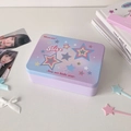 Detail of purple gradient tin box with Star print on a white decorative desk - Dreamy Stars