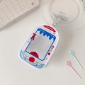 Detailed view of PVC doll display pouch with retro phone design and metal carabiner - Apple