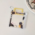 Transparenter Mini-Kartenhalter aus PVC mit gelbem Griff und süßem Katzen-Design - Gelb