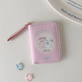 Pink PU leather coin purse with cartoon dog print and matching wristlet strap - Pink