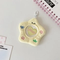 Sternförmige Plüsch-Kartentasche mit Herzfenster und Clip für 58mm Anime-Buttons - Gelb (Stern-Stil)
