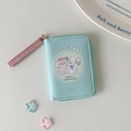 Cute light blue cartoon puppy PU leather coin purse with a pink hand strap - Green