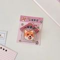 Cute acrylic Shiba Inu magnetic clip with rich luck text on pink card packaging - Cartoon Pastoral Dog