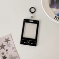 Detail of black acrylic MP3 music player style photocard holder with keychain clip - Black Style with Keychain Hook