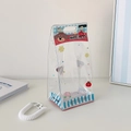 Close-up of transparent PVC doll carrier bag with cute dog print and spring keychain - Blue Dog